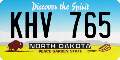 ND license plate KHV765