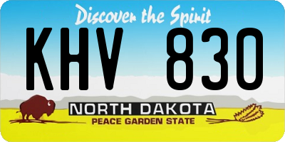 ND license plate KHV830