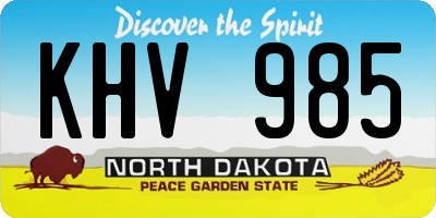 ND license plate KHV985
