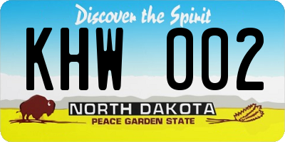 ND license plate KHW002