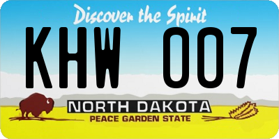 ND license plate KHW007