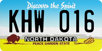 ND license plate KHW016