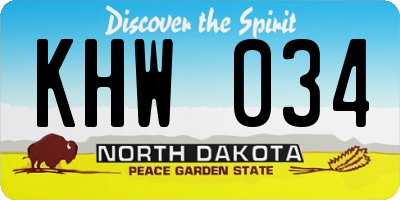 ND license plate KHW034