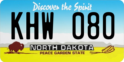 ND license plate KHW080