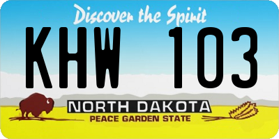 ND license plate KHW103