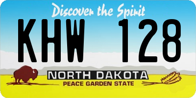 ND license plate KHW128