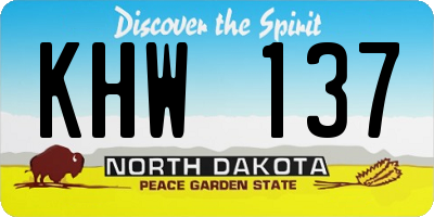 ND license plate KHW137