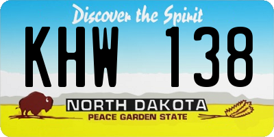 ND license plate KHW138