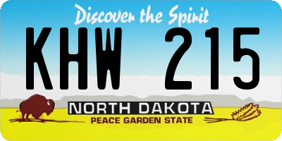 ND license plate KHW215