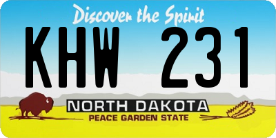 ND license plate KHW231