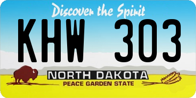ND license plate KHW303