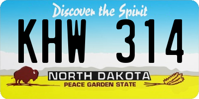 ND license plate KHW314