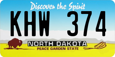 ND license plate KHW374