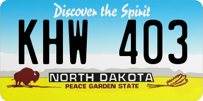 ND license plate KHW403