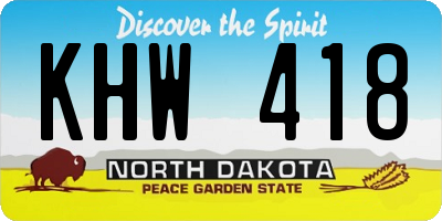 ND license plate KHW418