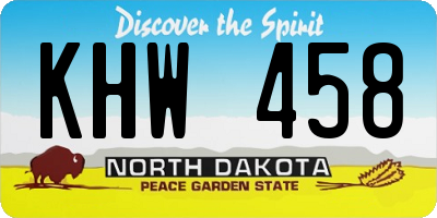 ND license plate KHW458