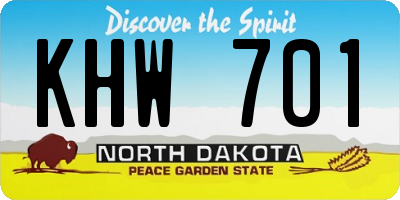 ND license plate KHW701