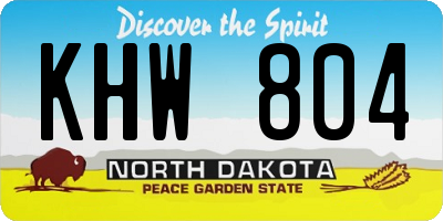 ND license plate KHW804