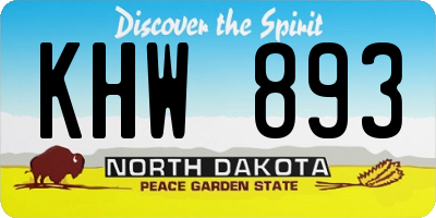 ND license plate KHW893