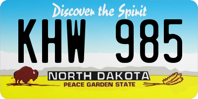 ND license plate KHW985