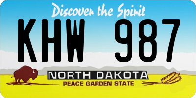 ND license plate KHW987