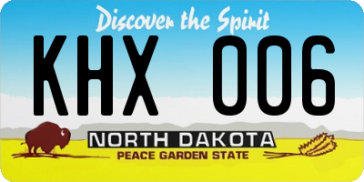 ND license plate KHX006