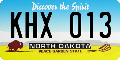ND license plate KHX013