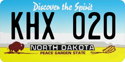 ND license plate KHX020