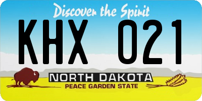 ND license plate KHX021