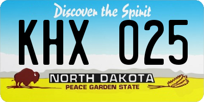 ND license plate KHX025