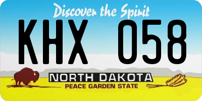 ND license plate KHX058