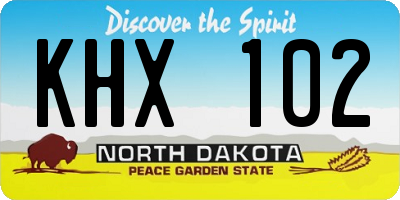 ND license plate KHX102