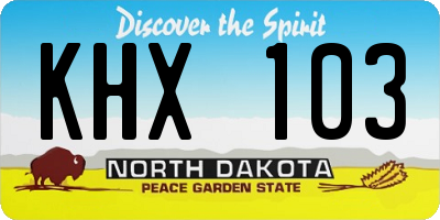 ND license plate KHX103