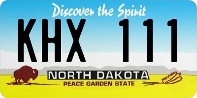 ND license plate KHX111