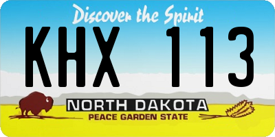 ND license plate KHX113