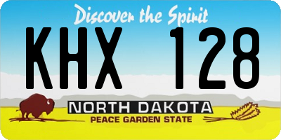ND license plate KHX128