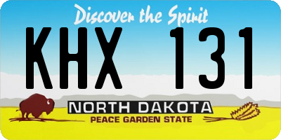 ND license plate KHX131