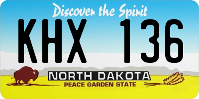 ND license plate KHX136