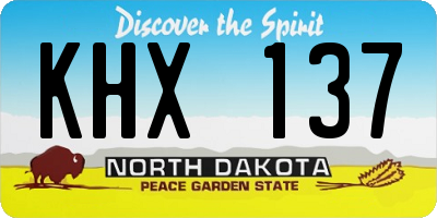 ND license plate KHX137
