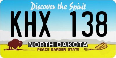 ND license plate KHX138