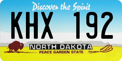 ND license plate KHX192