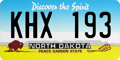 ND license plate KHX193