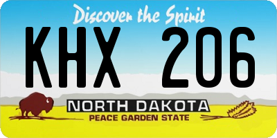 ND license plate KHX206