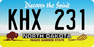 ND license plate KHX231
