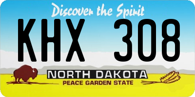 ND license plate KHX308
