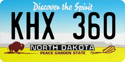ND license plate KHX360
