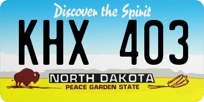 ND license plate KHX403
