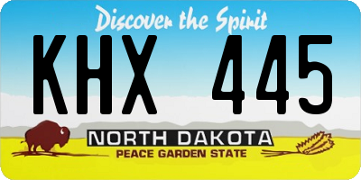 ND license plate KHX445
