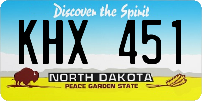 ND license plate KHX451