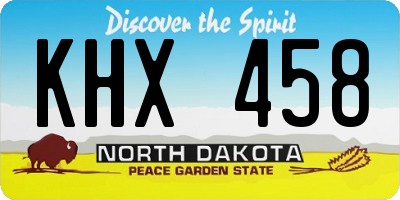 ND license plate KHX458